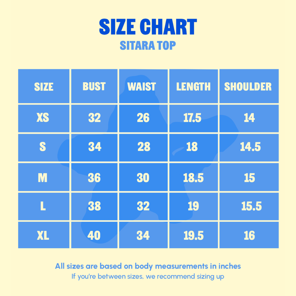 Size Chart for Sitara Top
