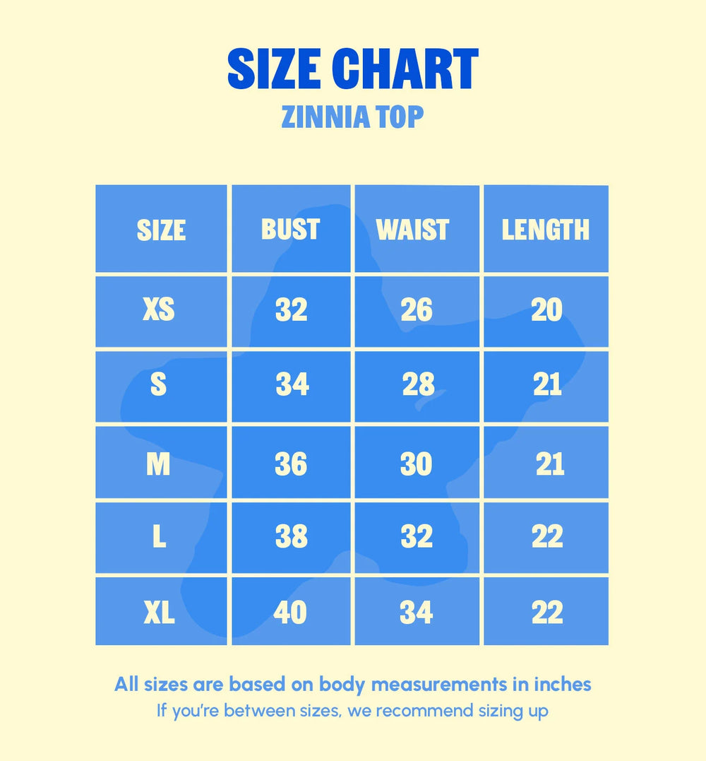 Size Chart for Zinnia Top